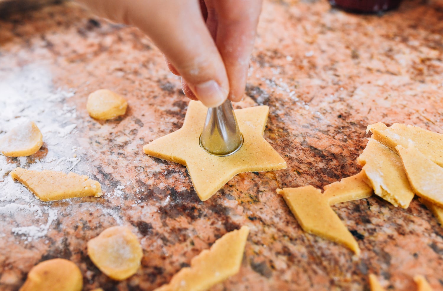 cutting hole out of center of star-shaped cookie