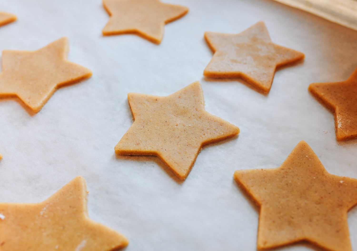 star shaped cookies on baking sheet