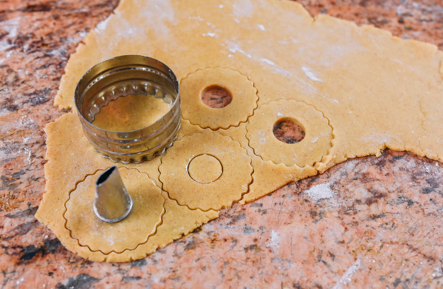 cutting holes out of center of cookie dough