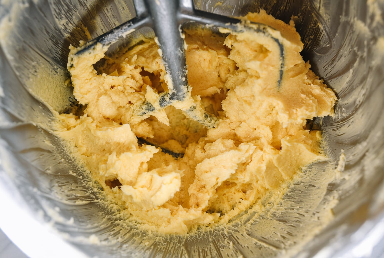butter and sugar creamed together in stand mixer