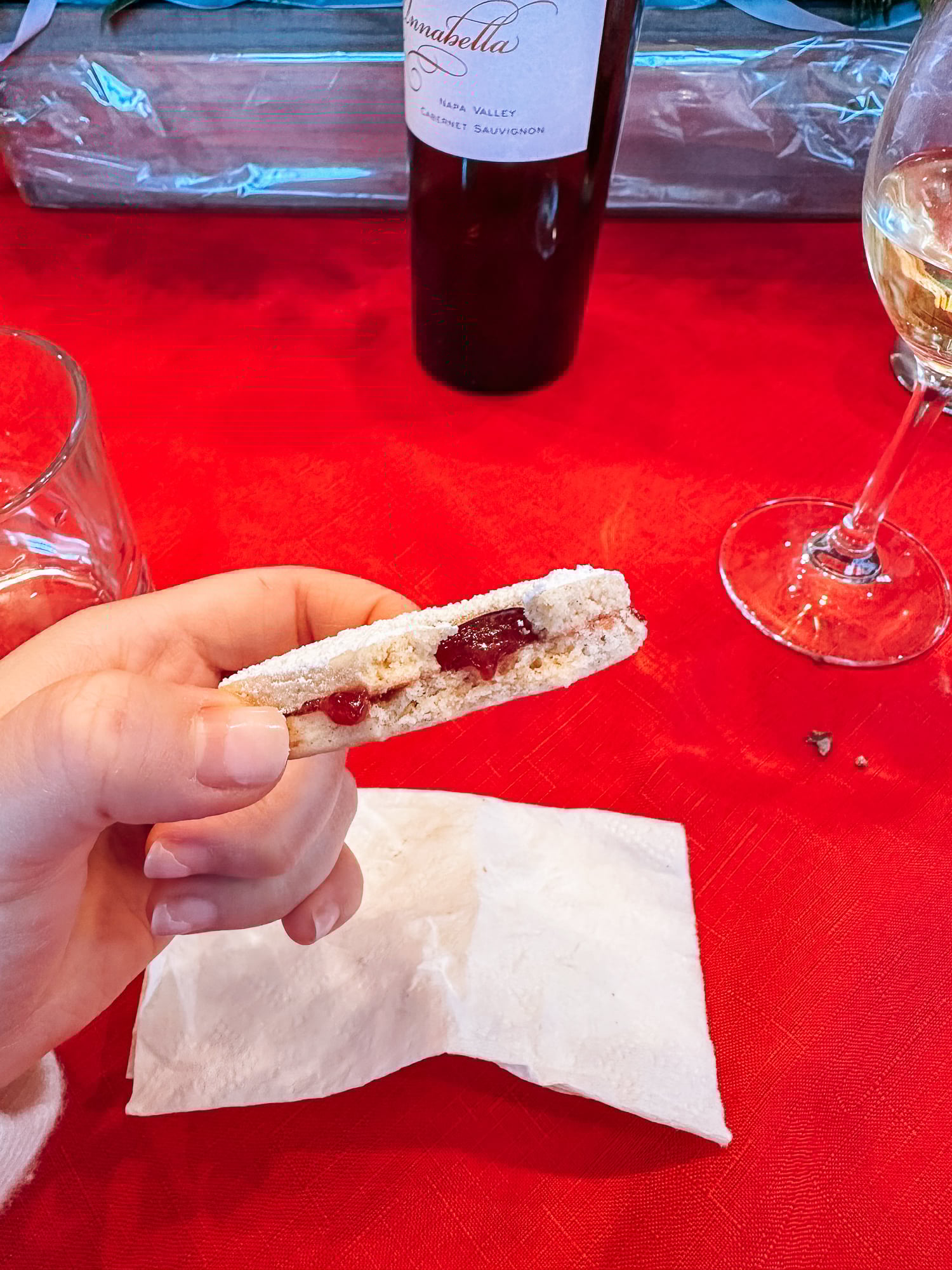 cross-section of linzer cookie