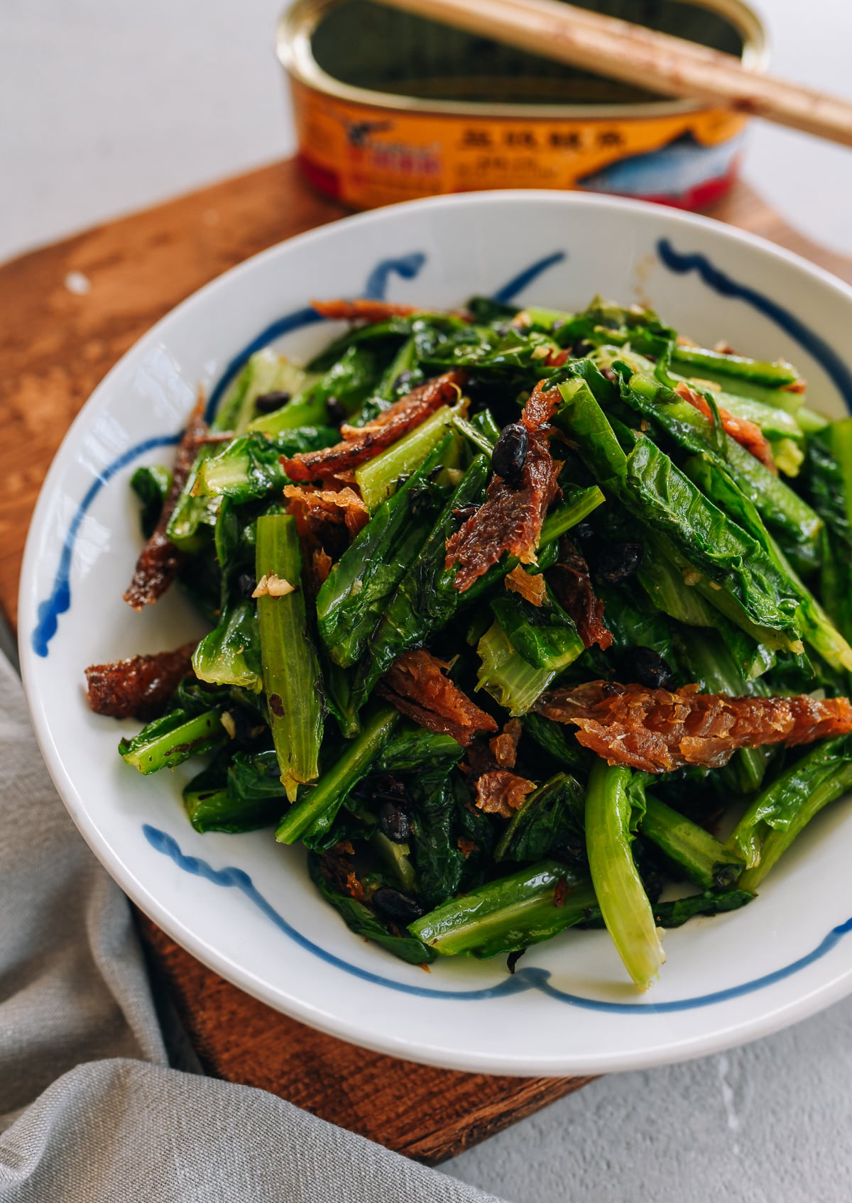 Fried Dace with Stir-Fried Greens
