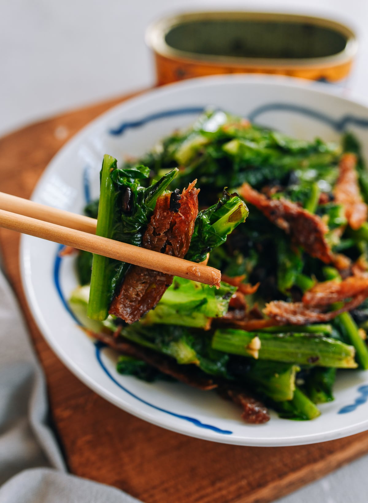 Chinese fried dace with AA Choy or youmaicai