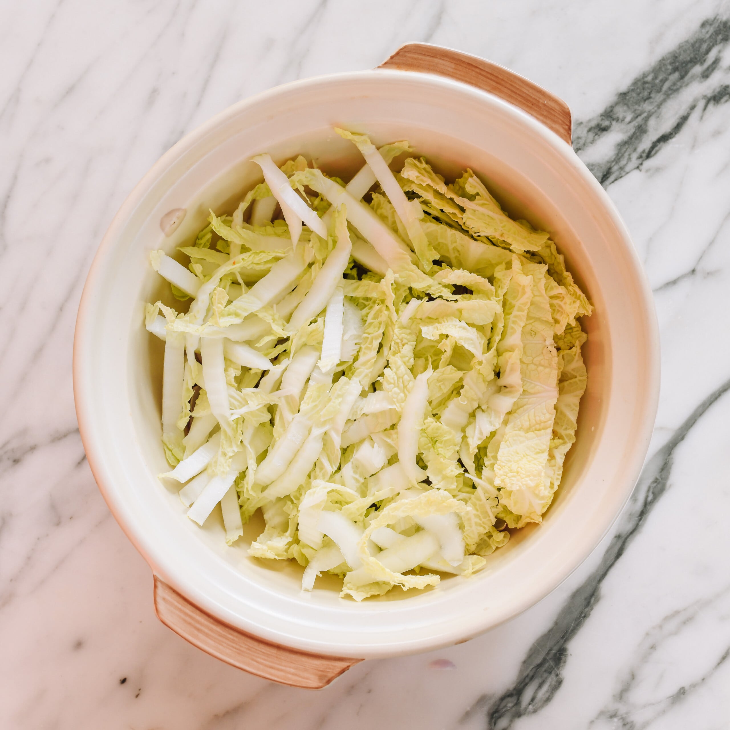 napa cabbage in clay pot
