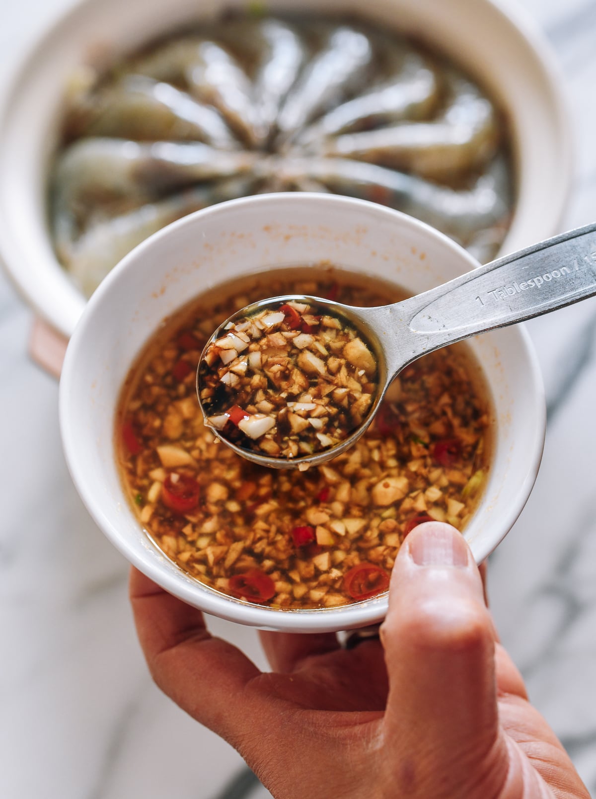 garlicky sauce mixture for shrimp clay pot
