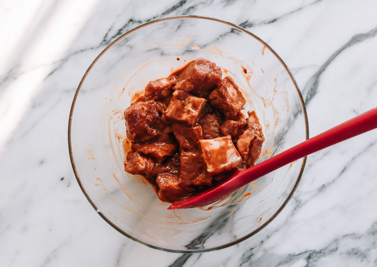 marinated cubed spare ribs