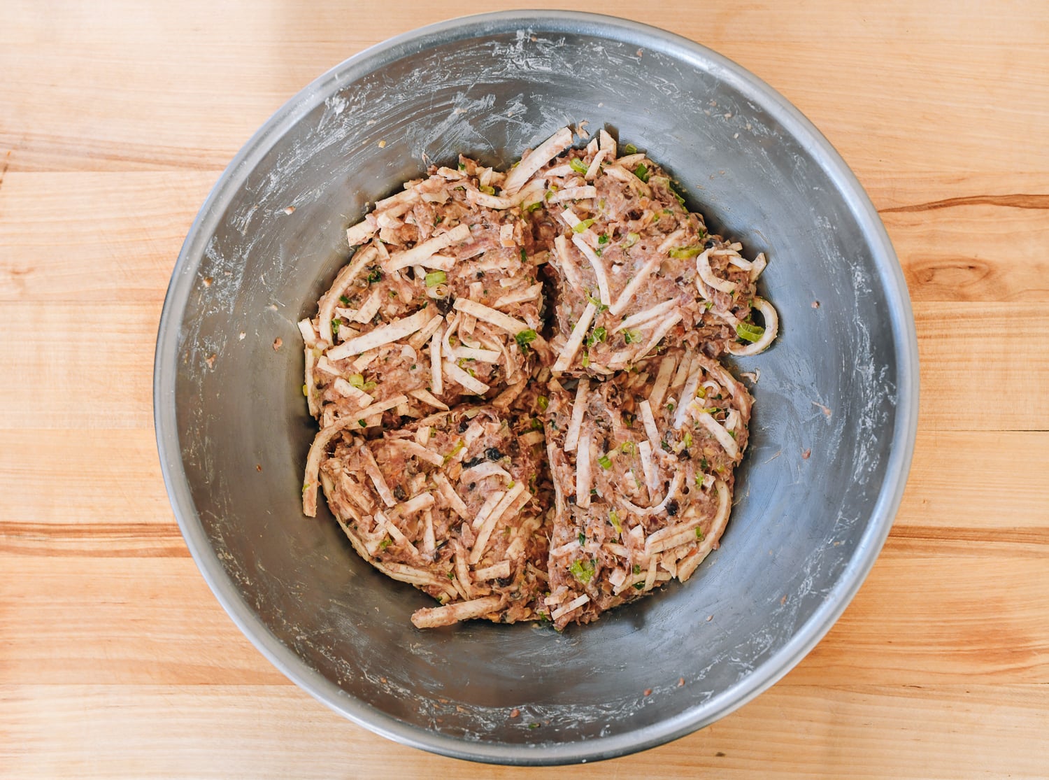 taro roll filling divided into quarters