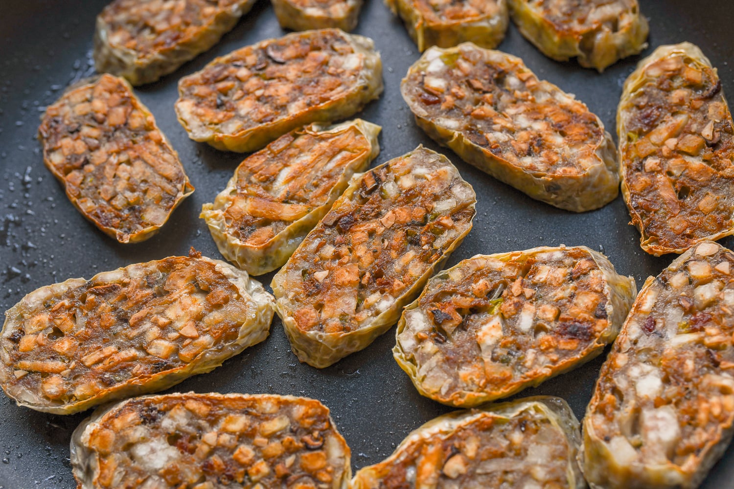 pan-fried hakka Chinese taro roll slices
