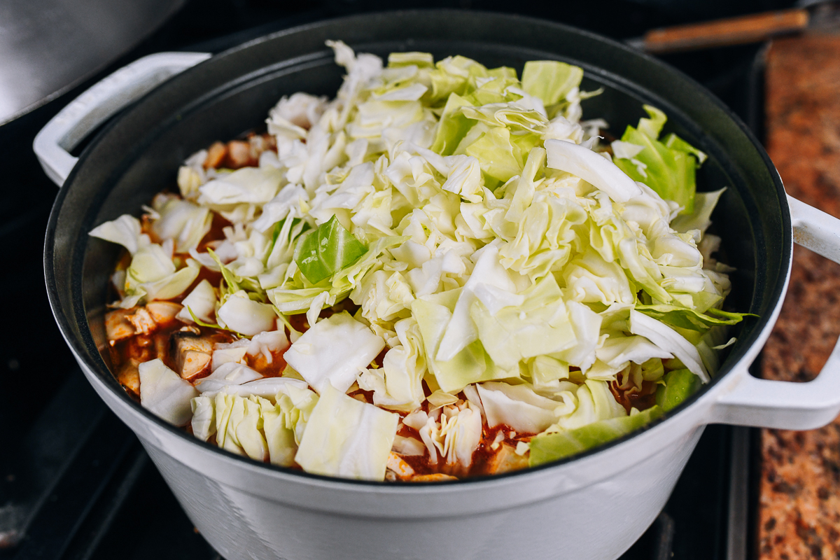 cabbage added to soup