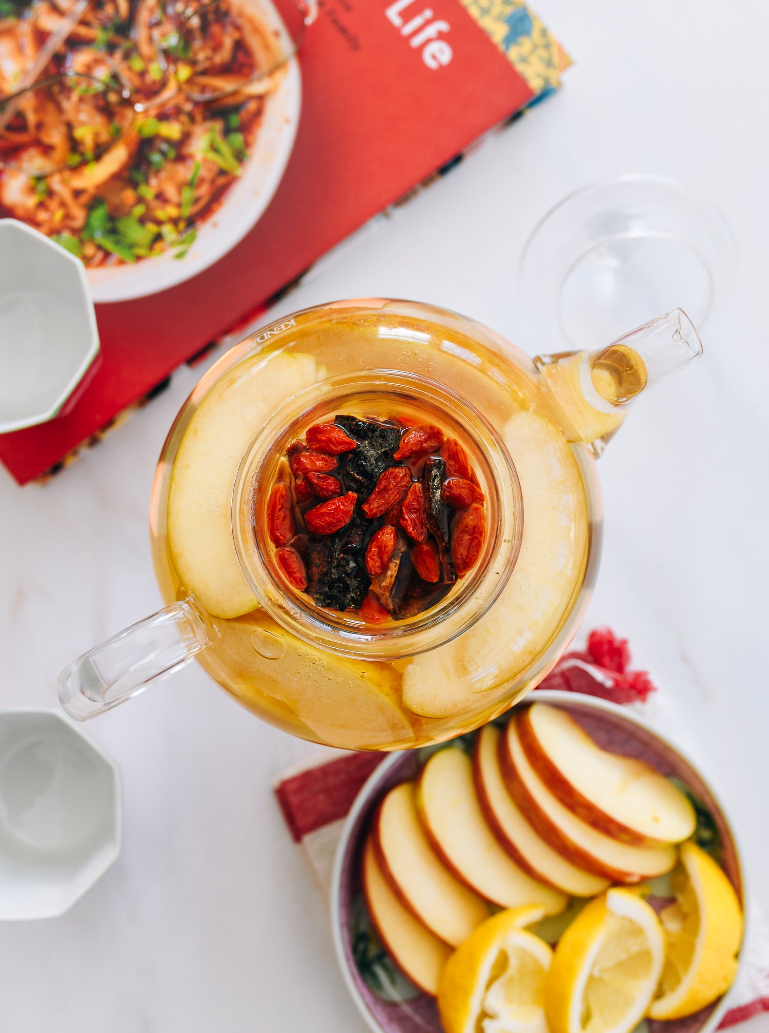 homemade tea ingredients in tea pot