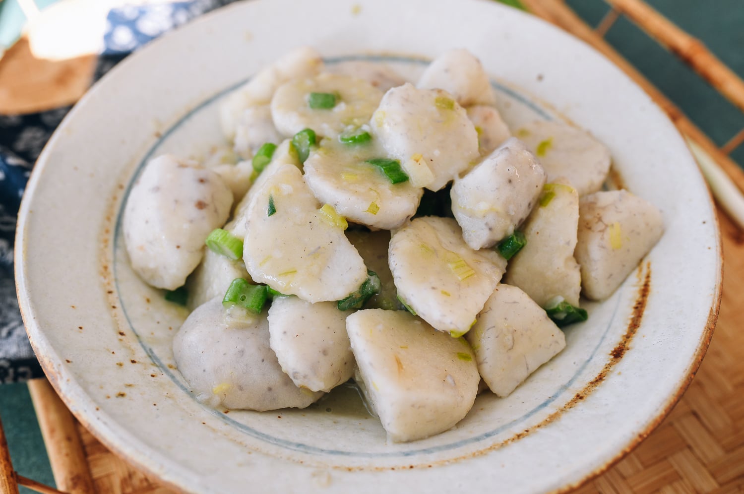 taro scallion stir-fry