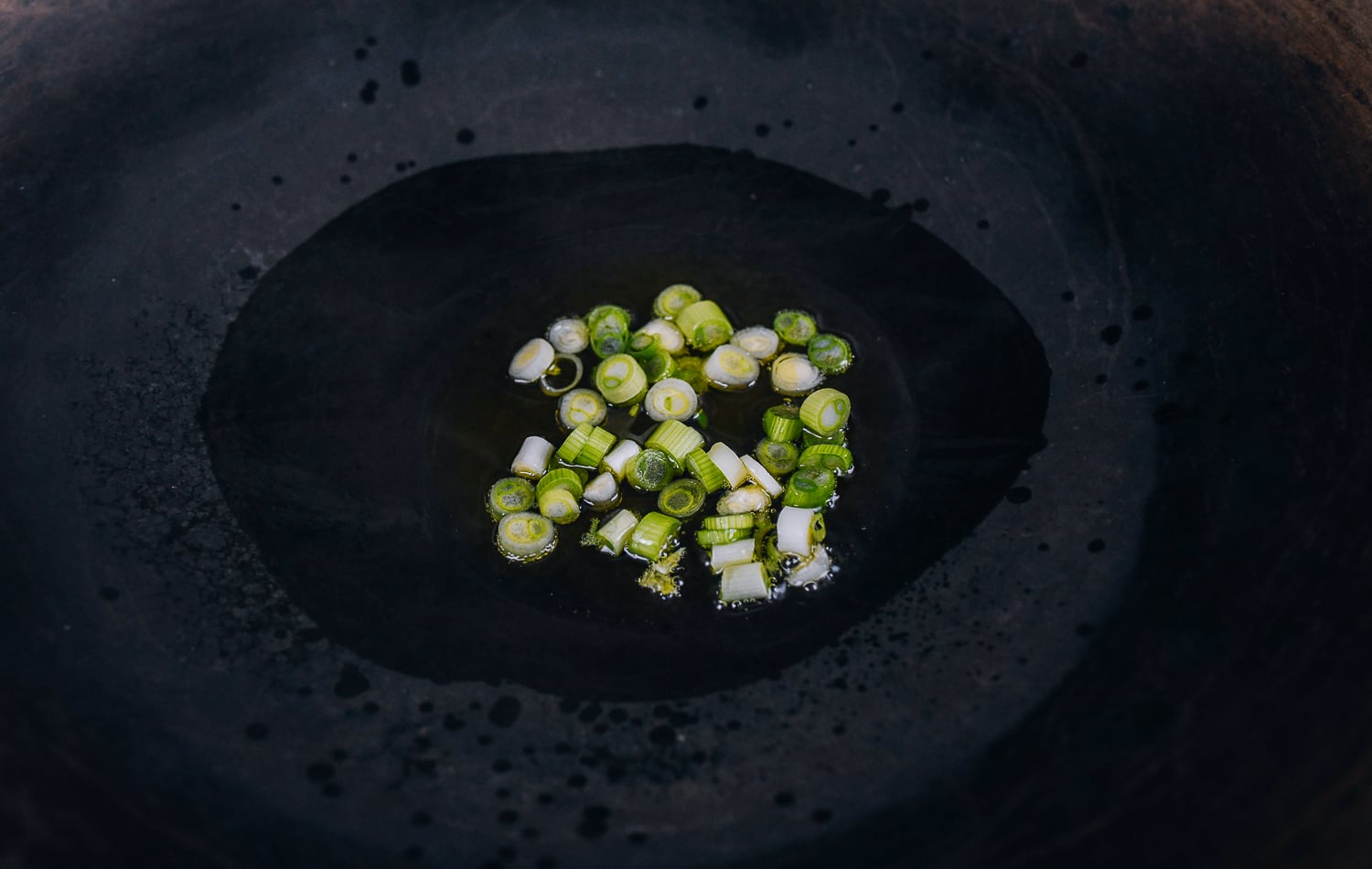 scallion whites in oil