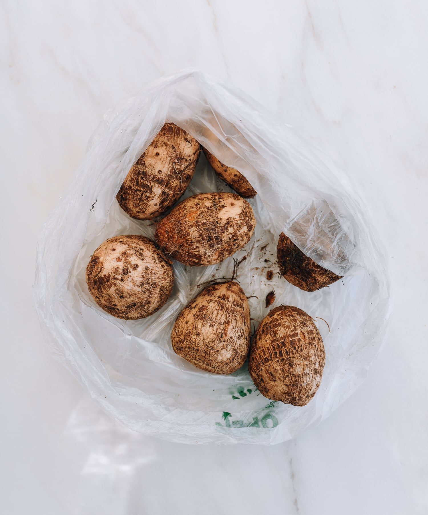 small taro in produce bag