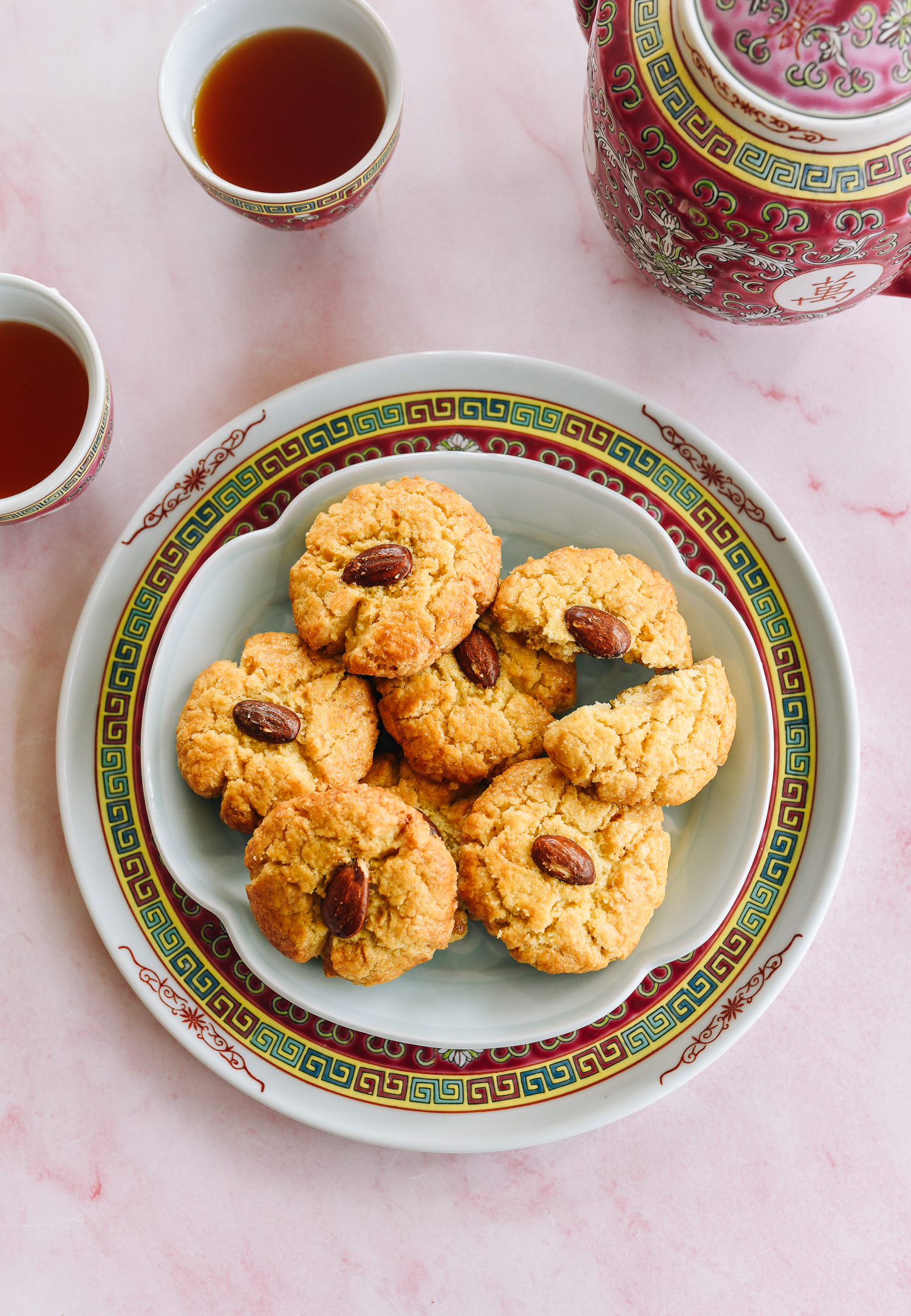 Chinese almond cookies on a plate