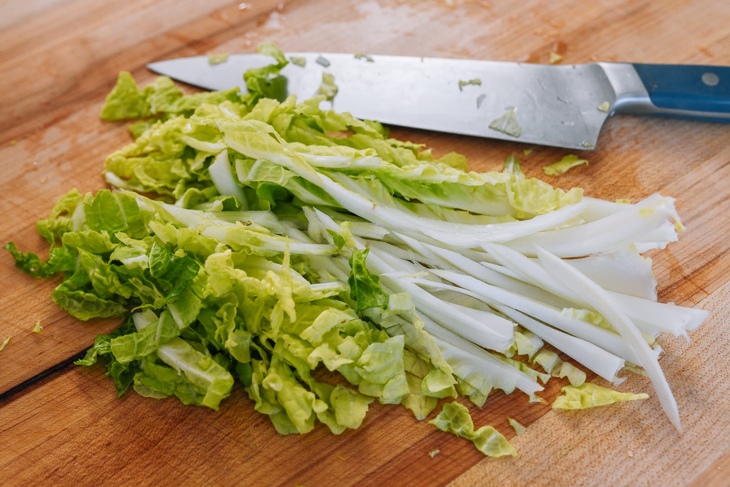 napa cabbage sliced lengthwise into thin strips
