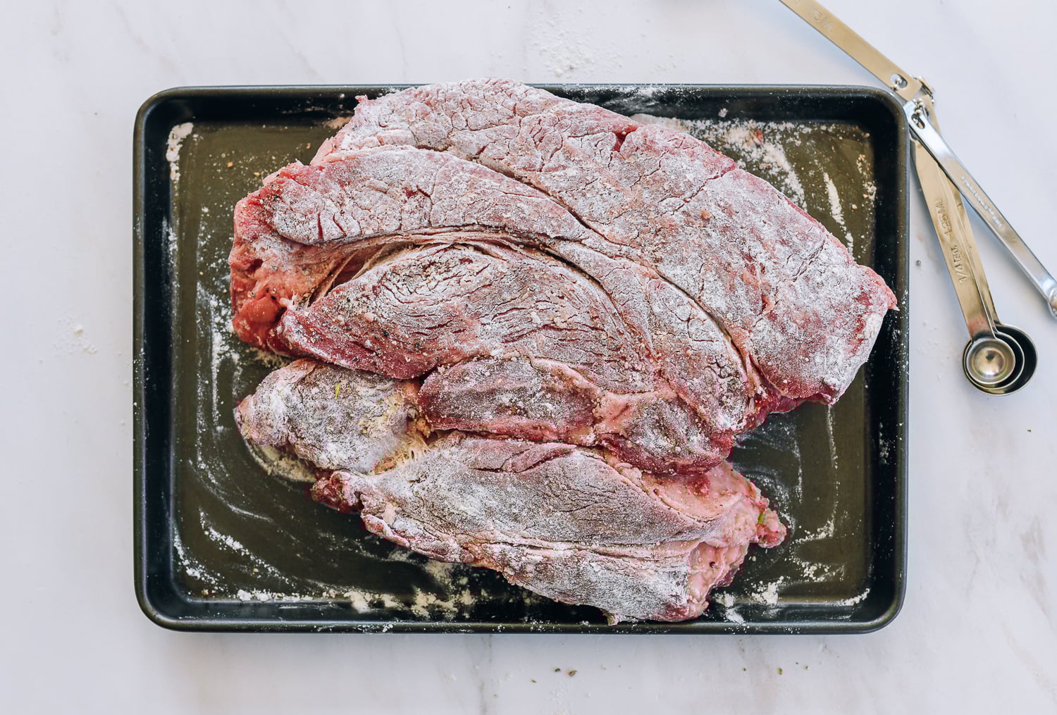 seasoned chuck roasted dusted with flour
