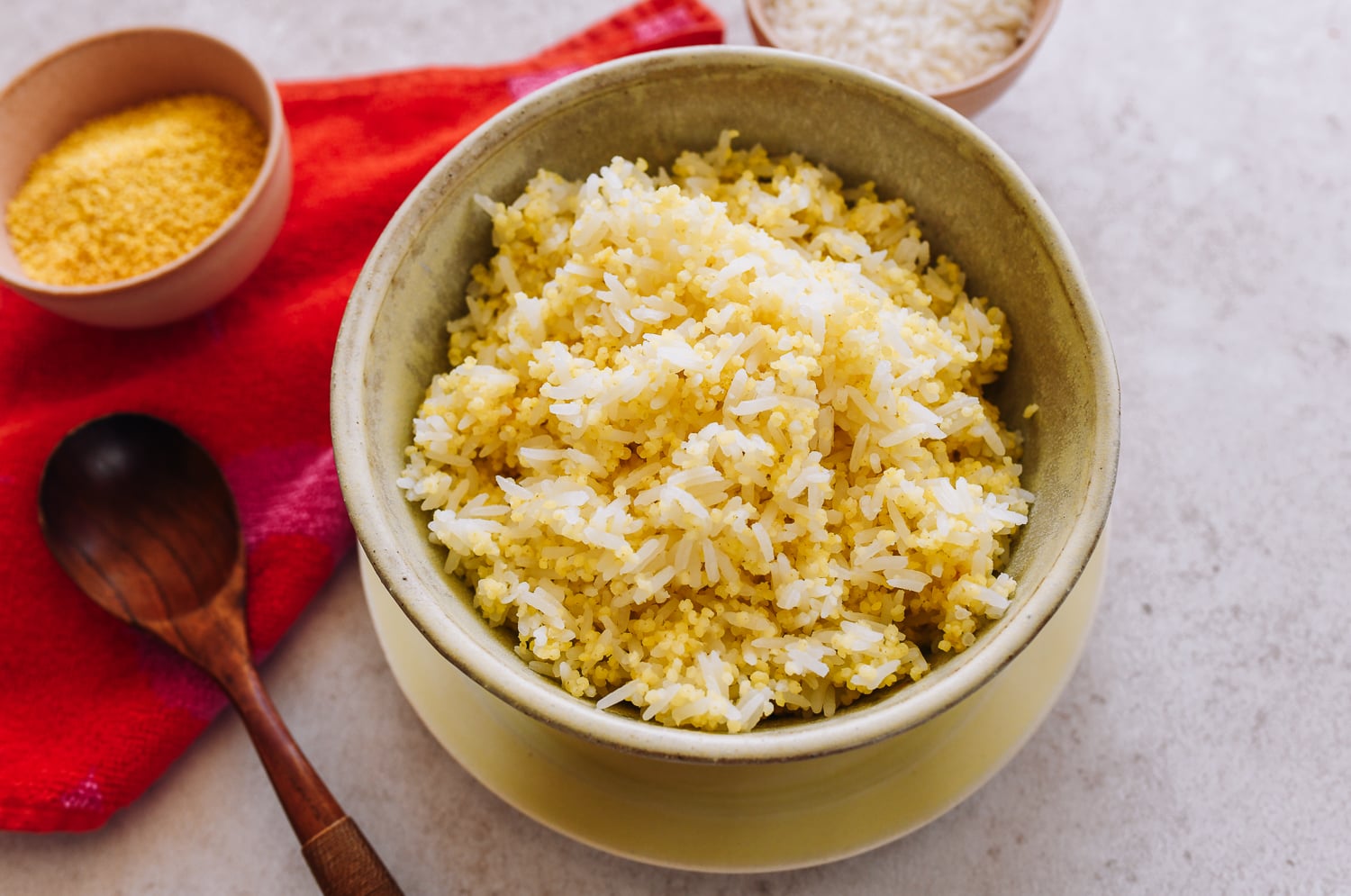 Bowl of cooked millet rice