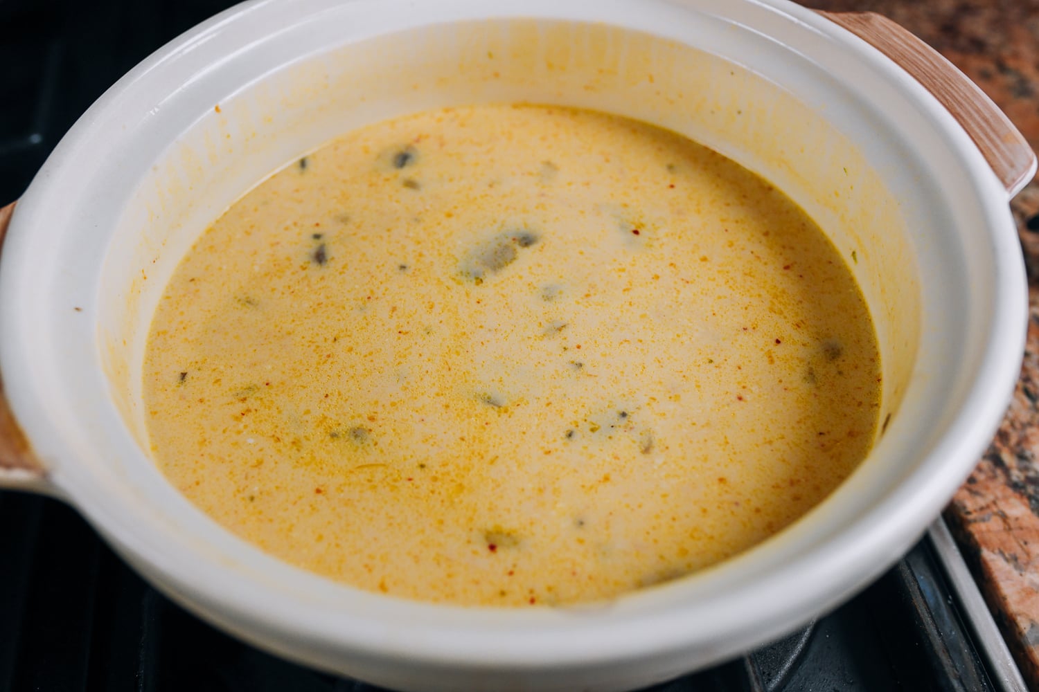 Pot of Thai coconut soup