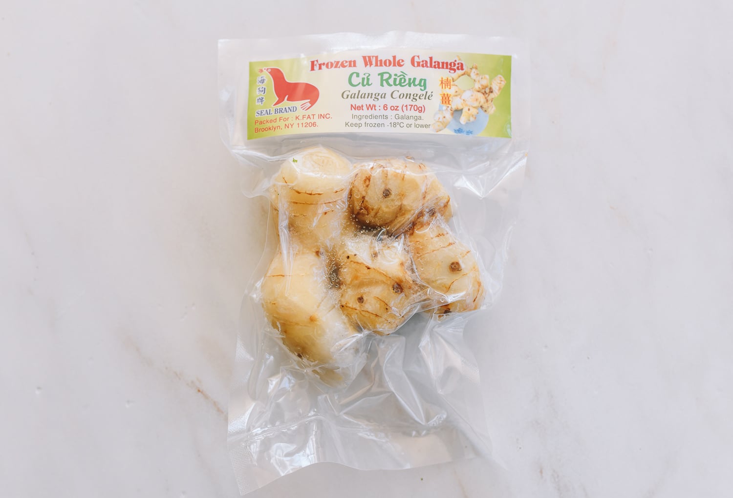 package of frozen galangal