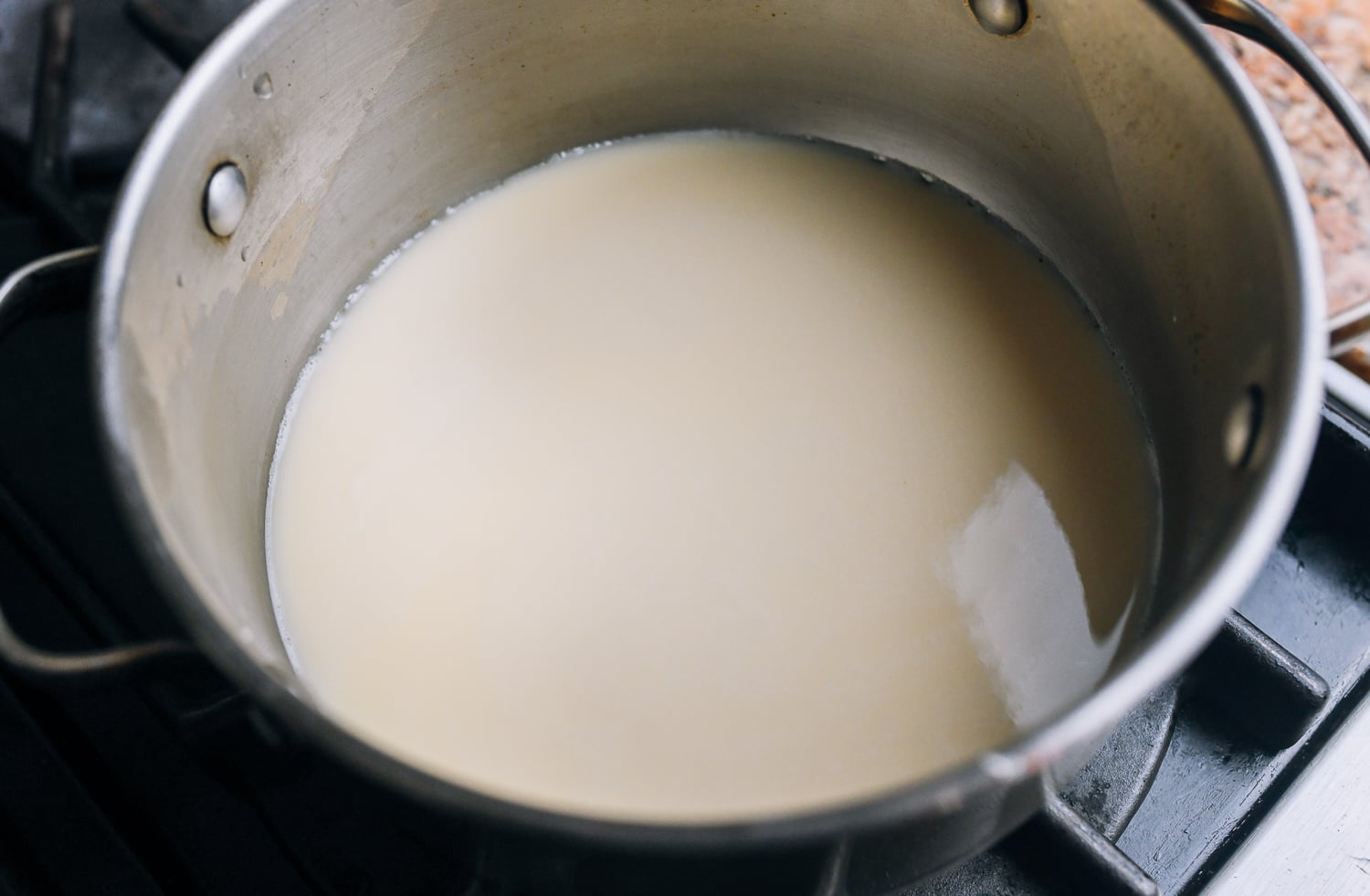 cooking chickpea starch liquid in pot