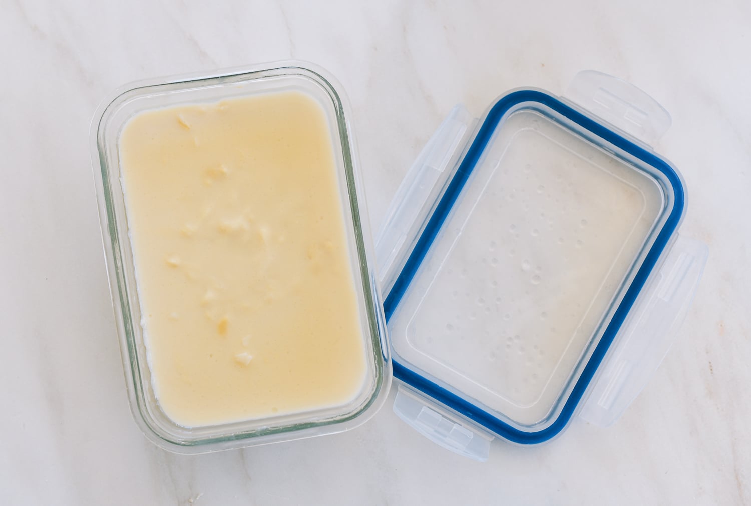 cooled chickpea tofu in container