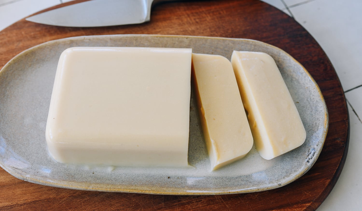 sliced chickpea tofu