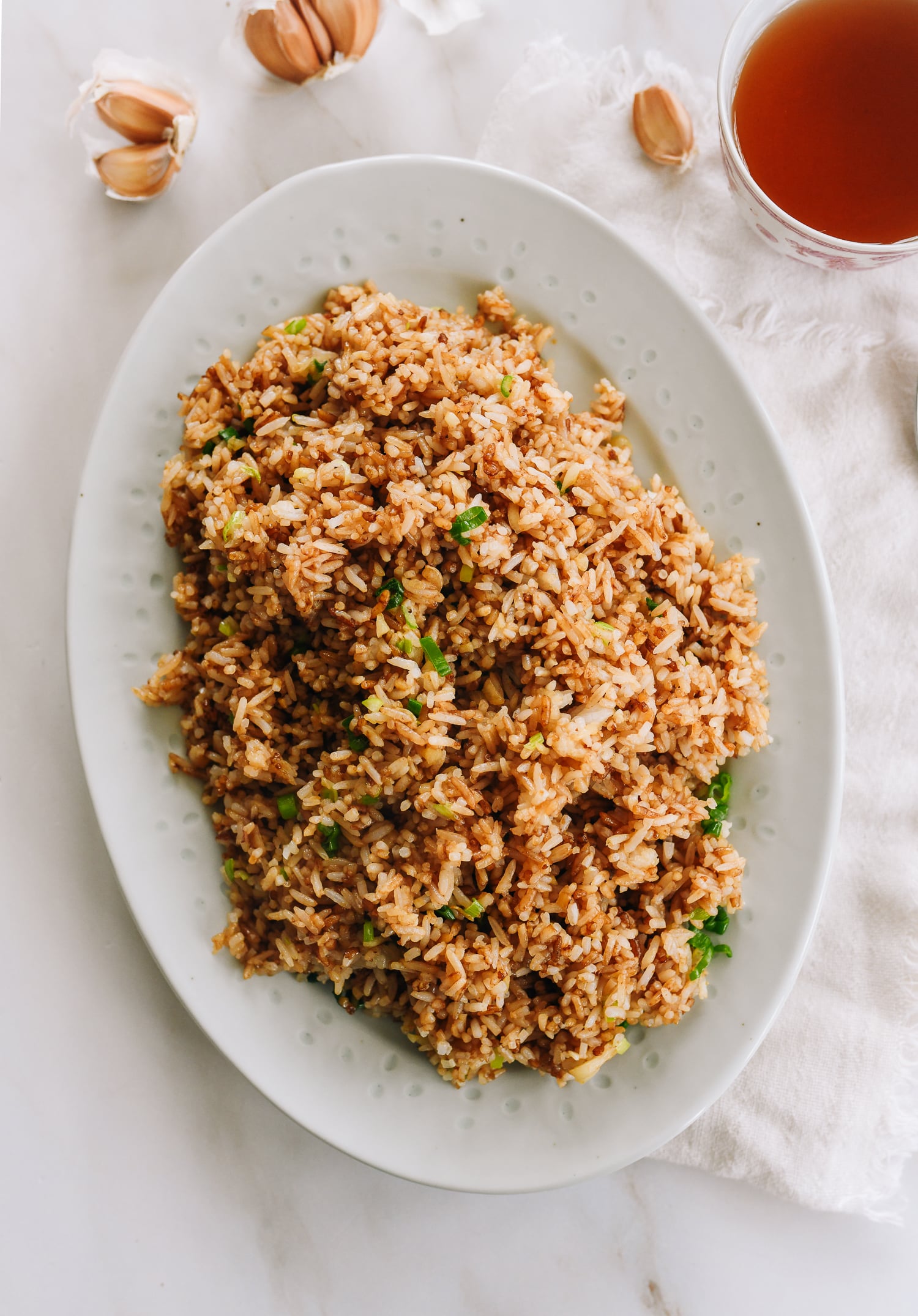 platter of garlic fried rice
