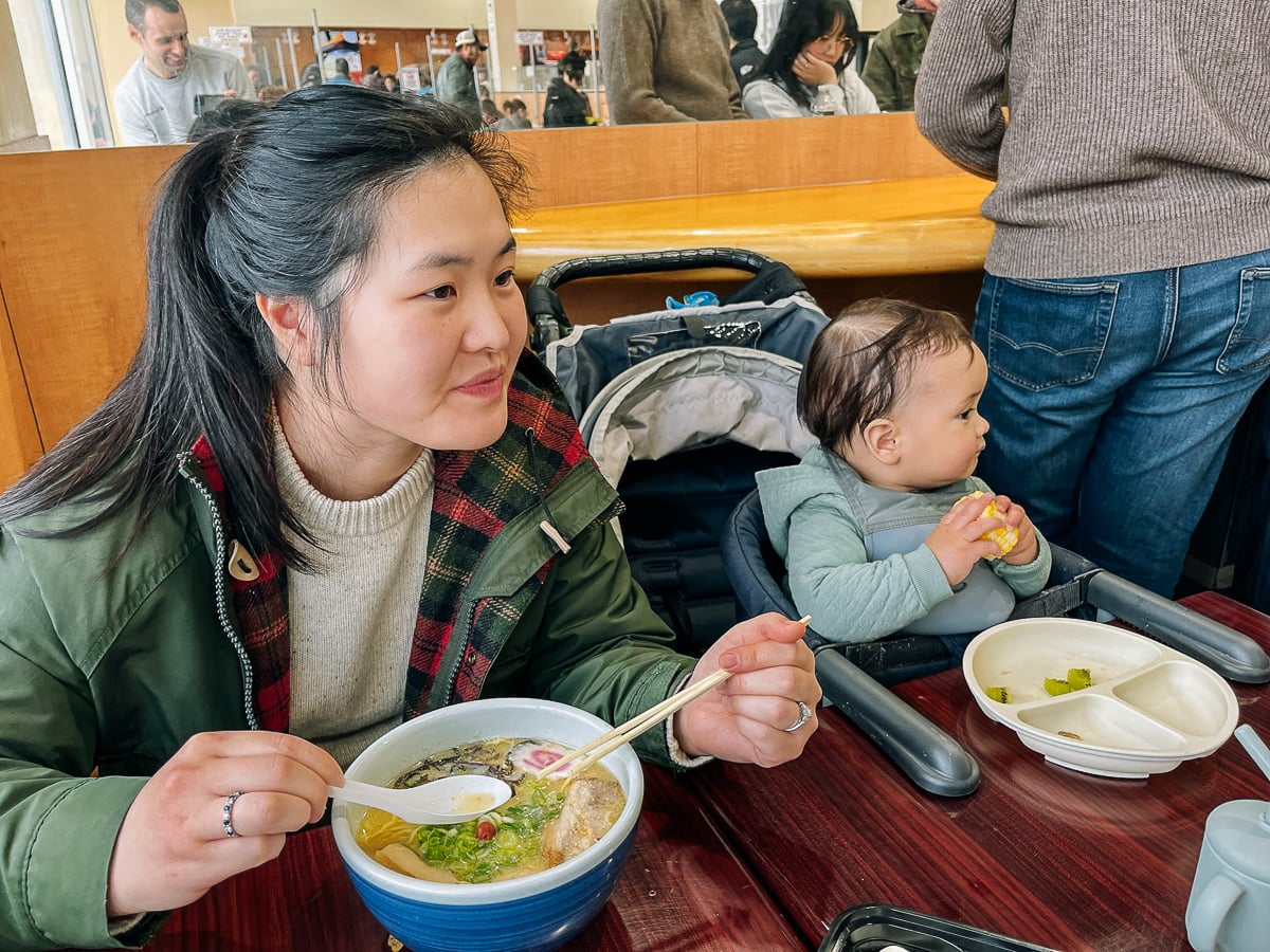 Enjoying a meal out at a Japanese market