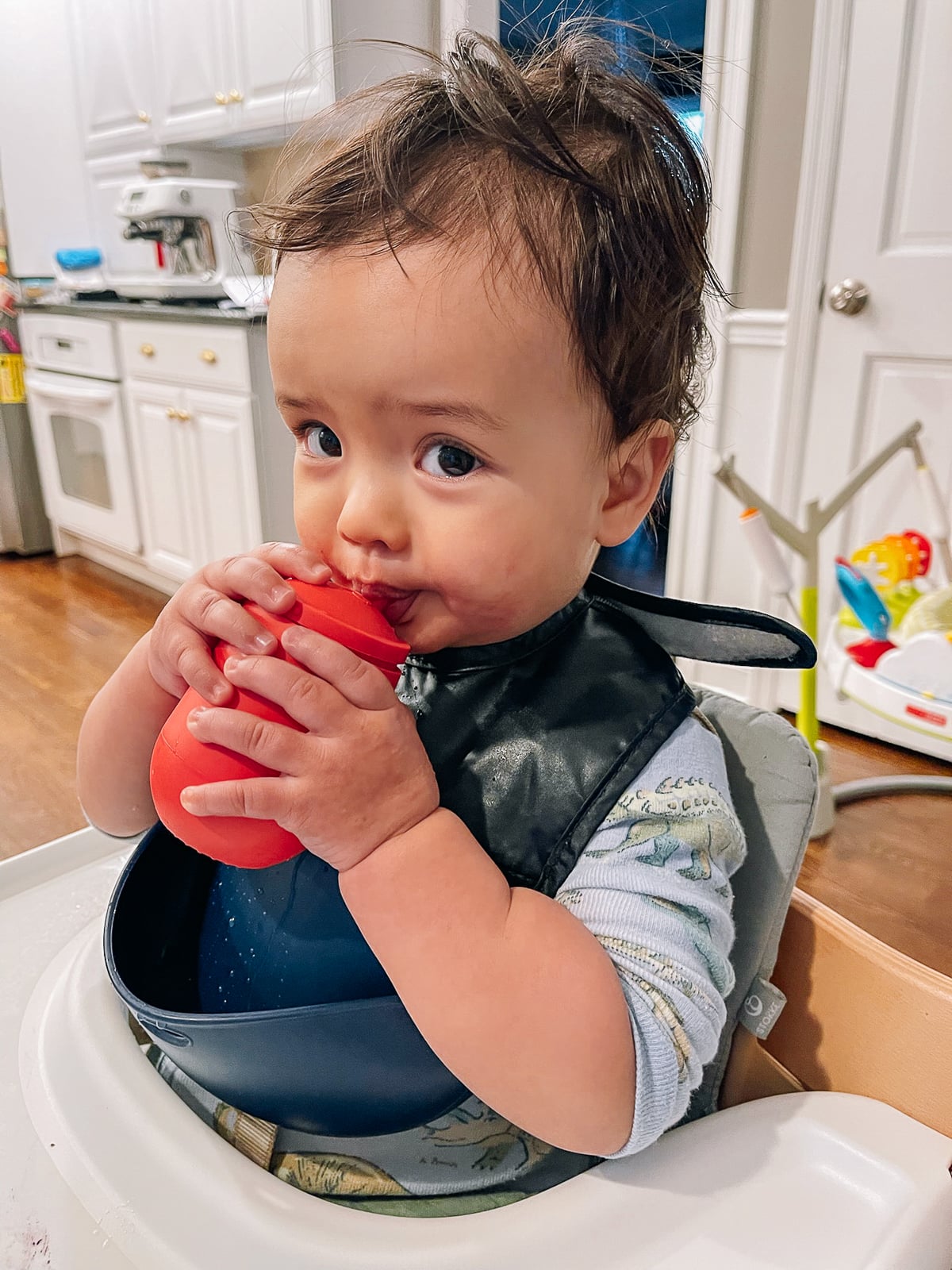 Ethan using straw cup