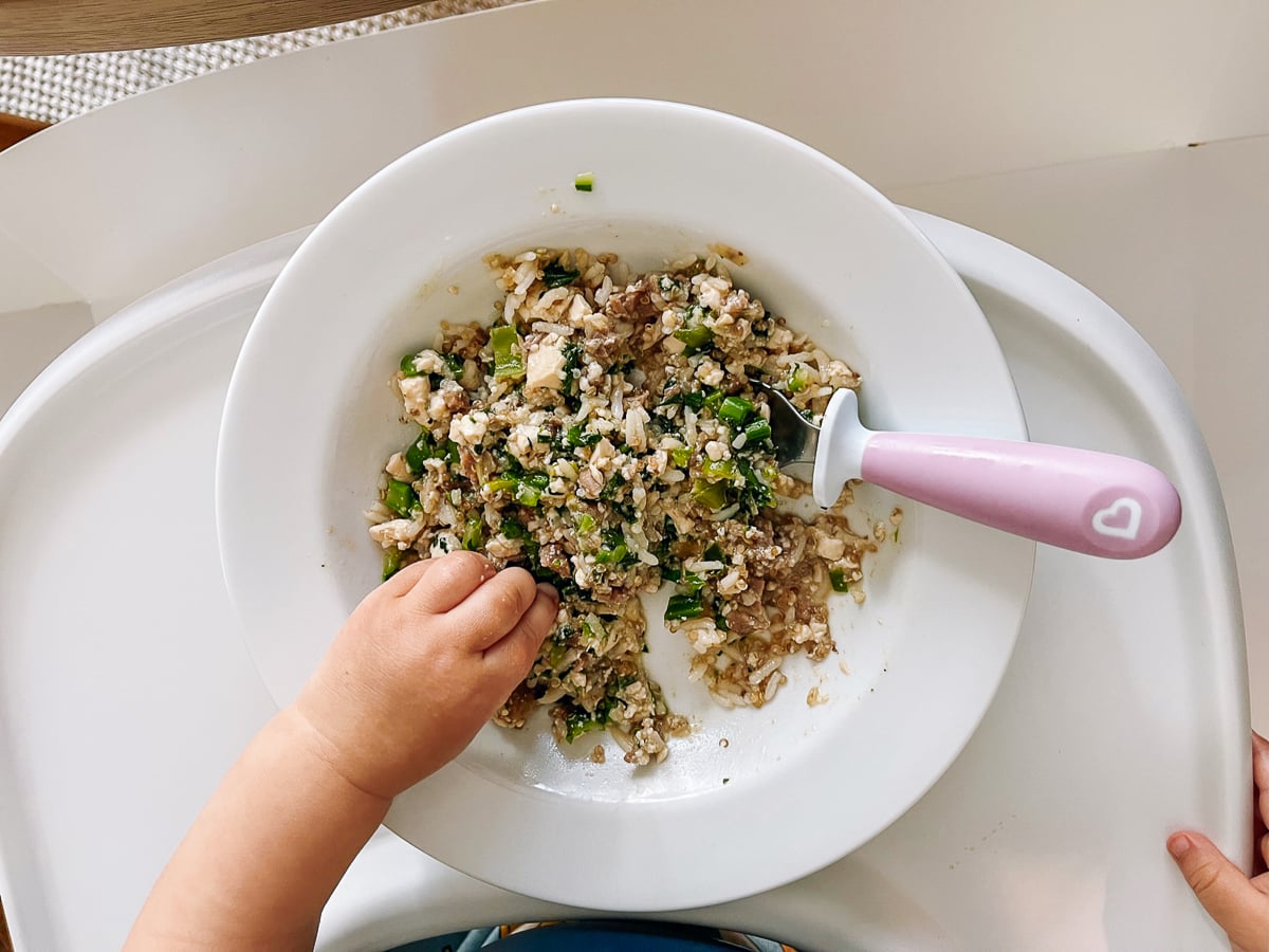 Toddler Meal of Beef & Tofu with Quinoa Rice
