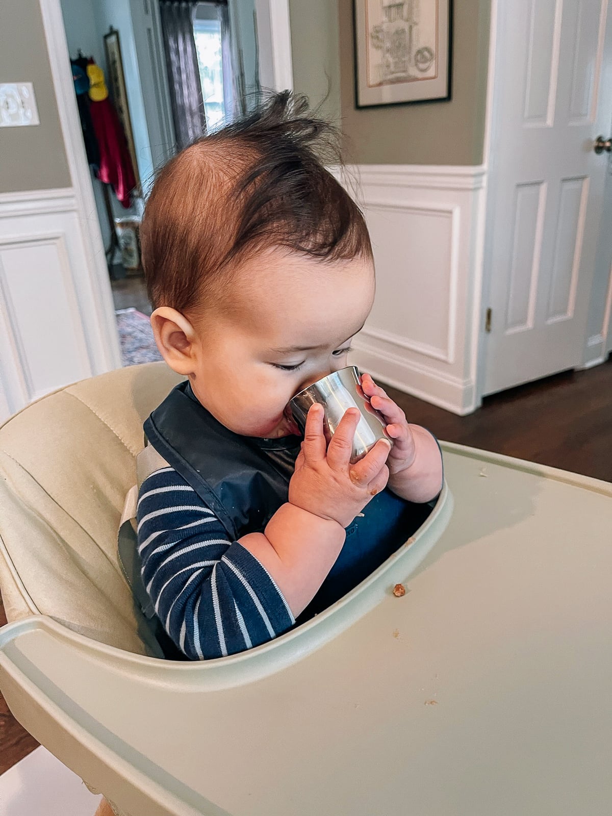 Ethan practicing with open cup drinking