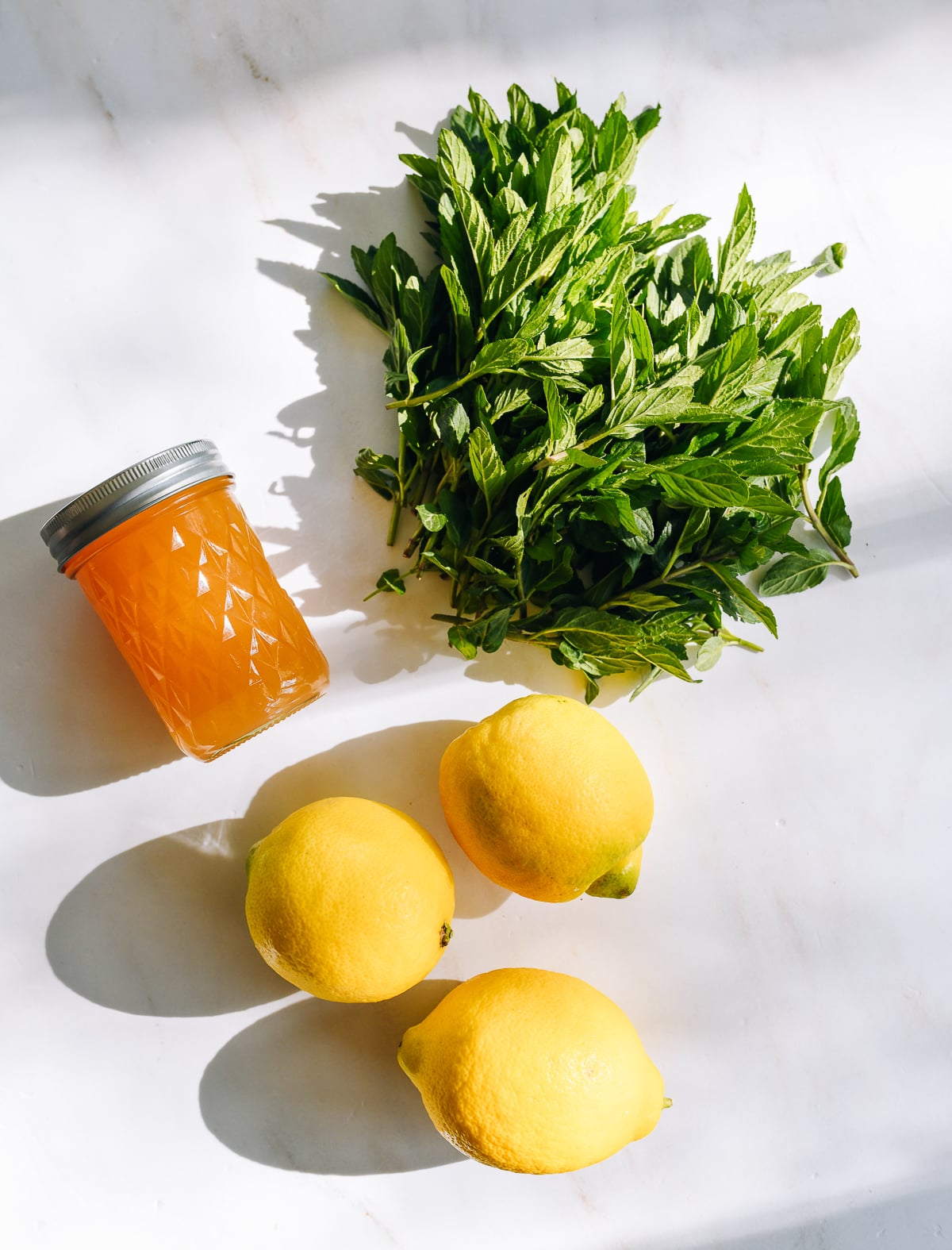 Ingredients for mint lemonade
