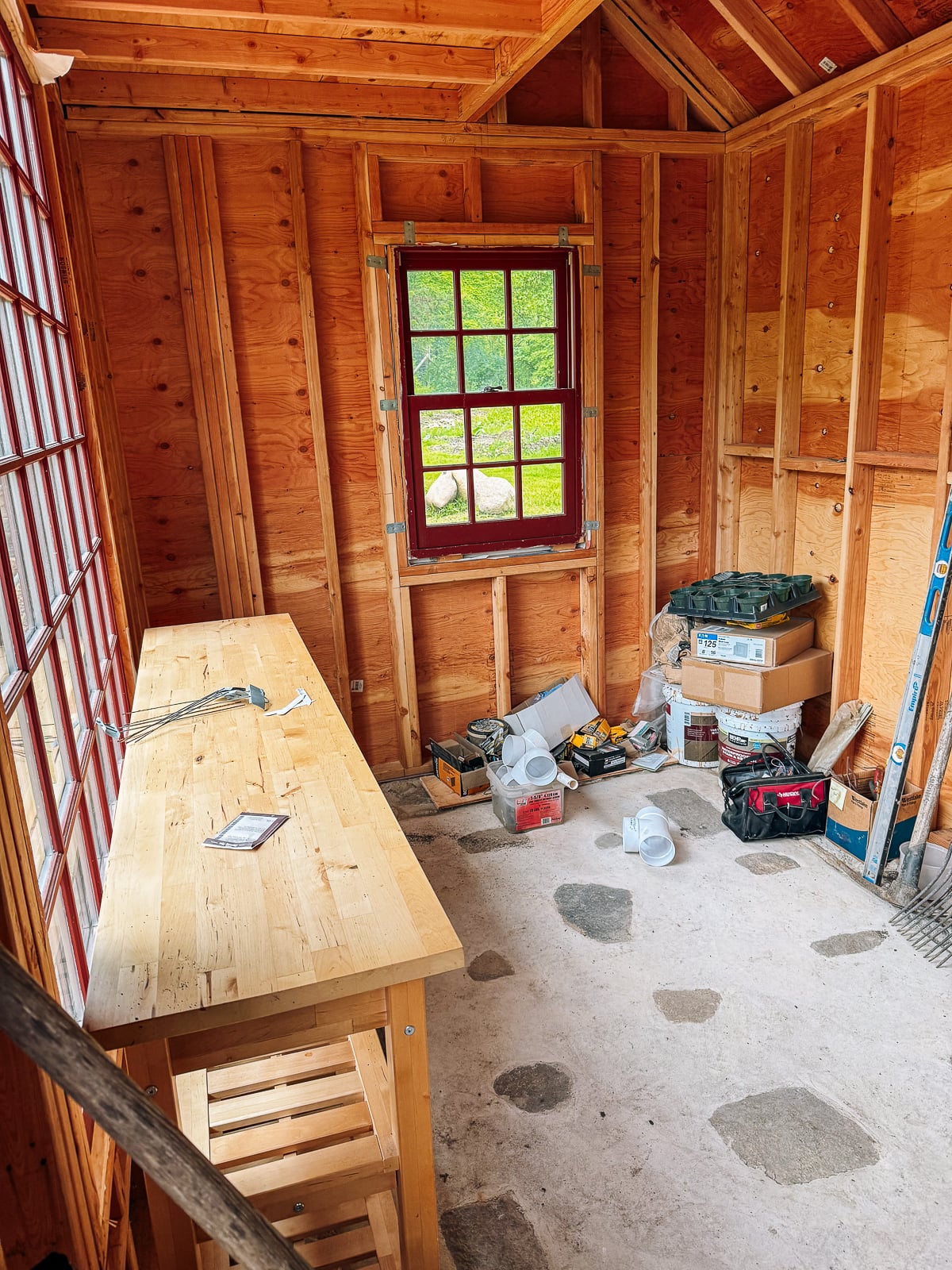 interior of potting shed