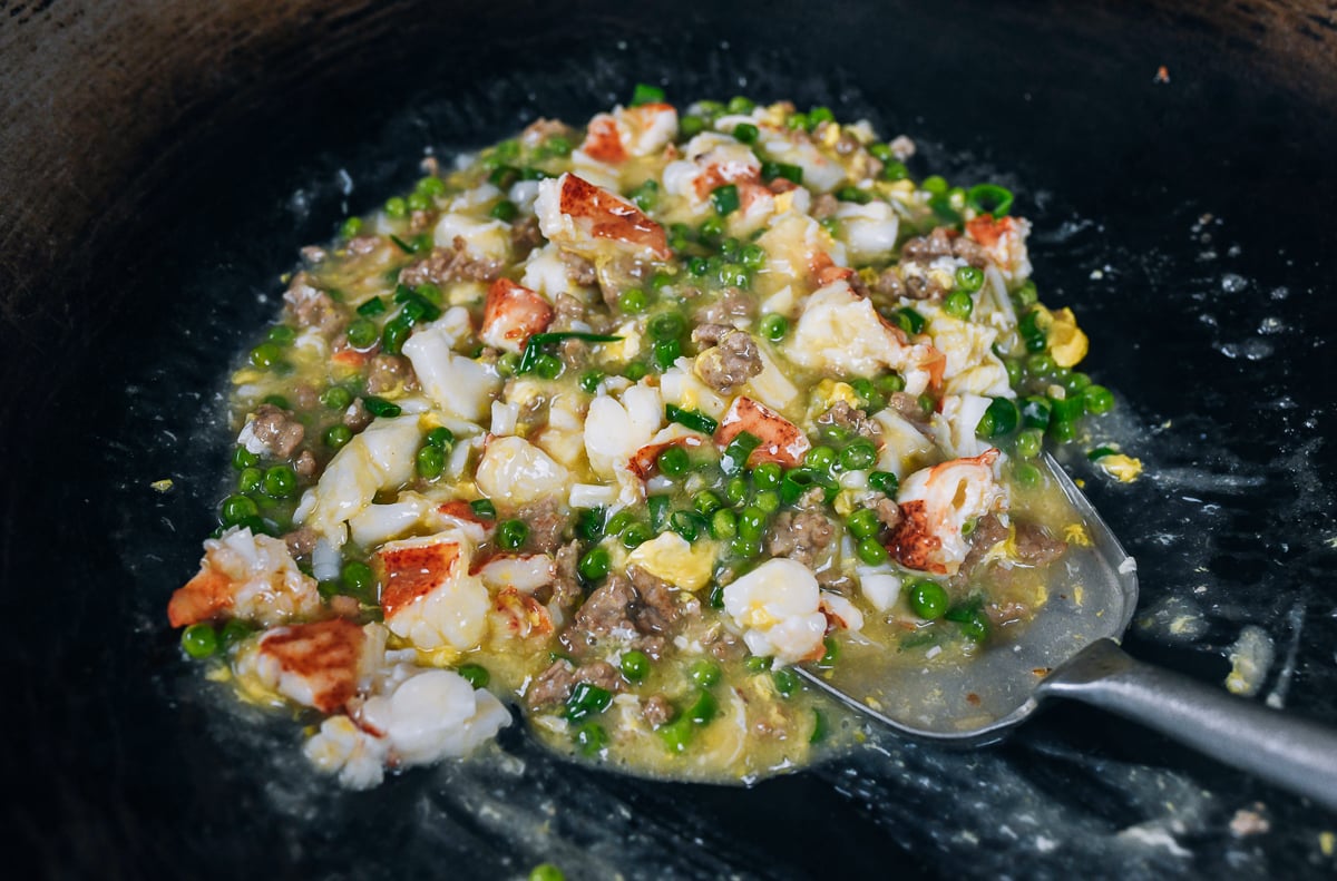 lobster with lobster sauce in wok