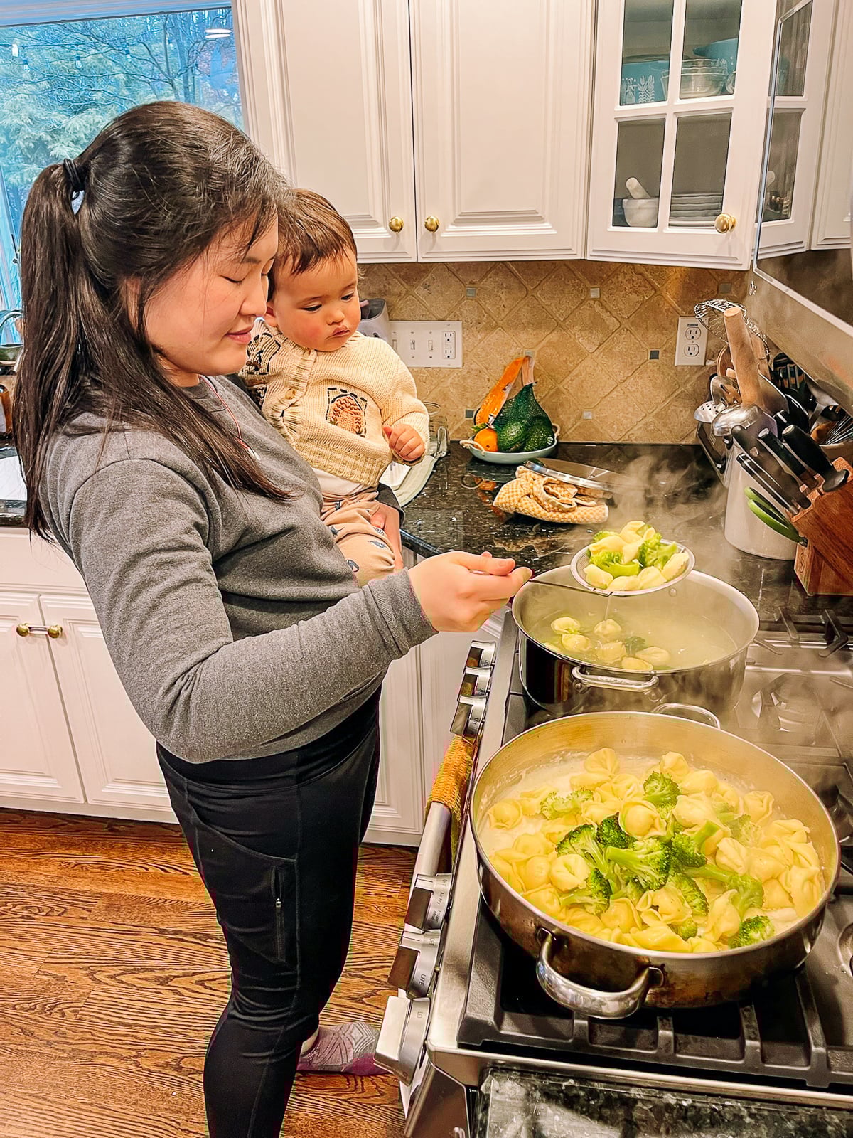 Sarah and Ethan cooking