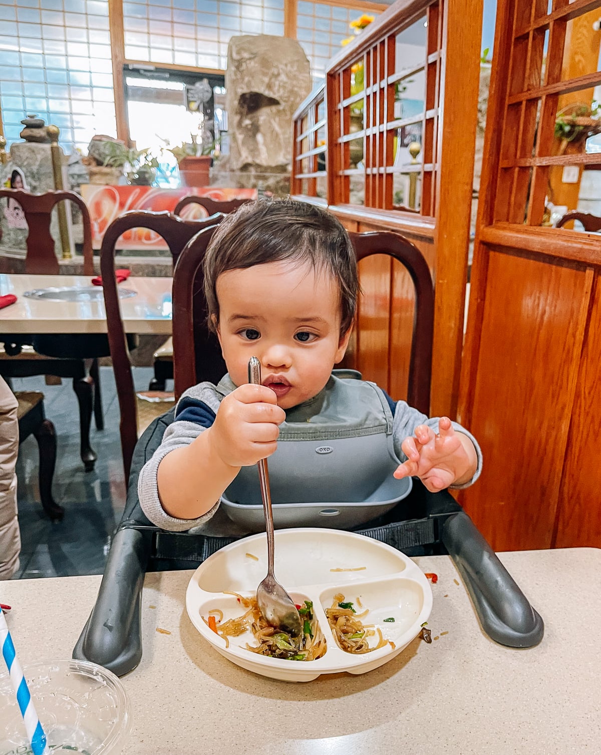 Ethan eating japchae