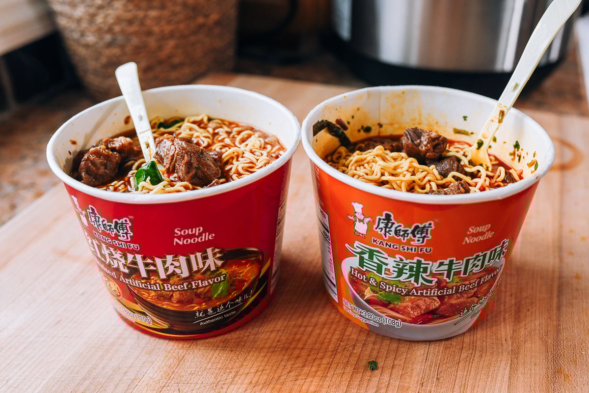 kang shifu noodle cups with braised beef