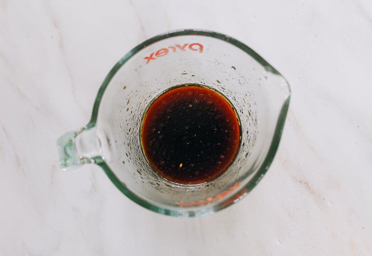 sauce mixture for steamed fish in measuring cup