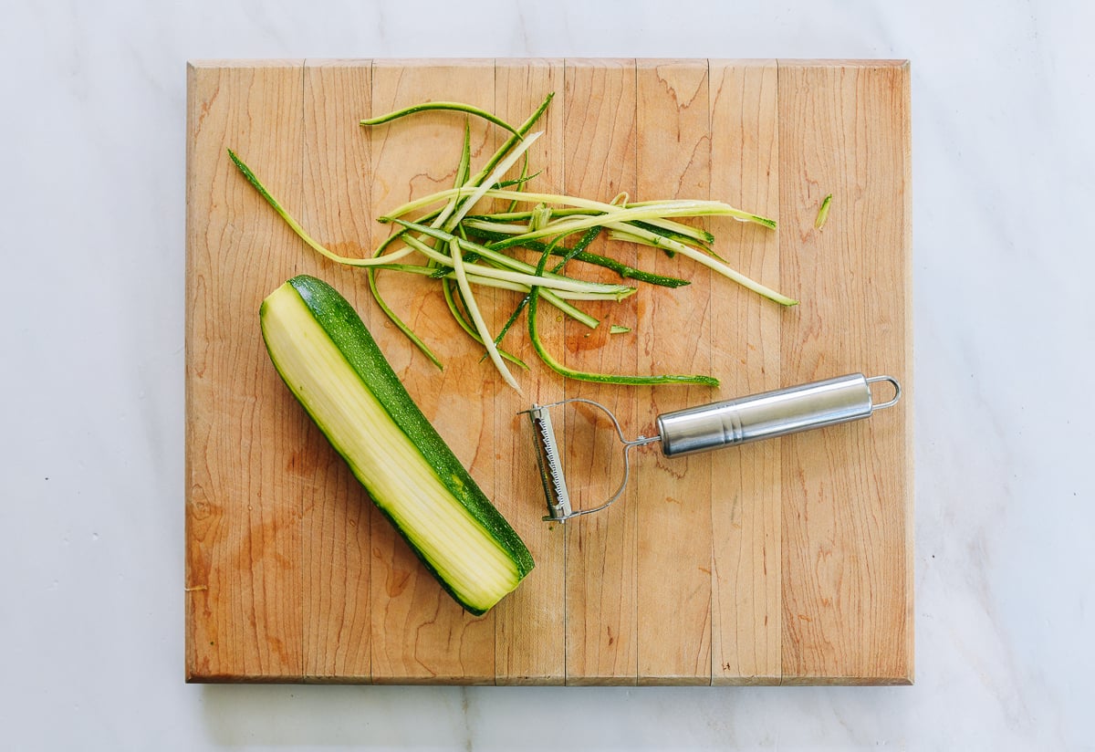 julienning zucchini with a julienne peeler