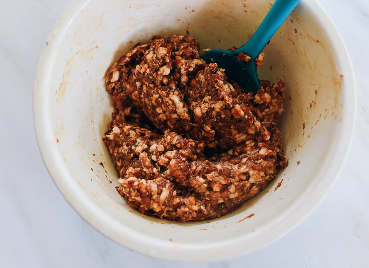 ground pork mixed with seasoning