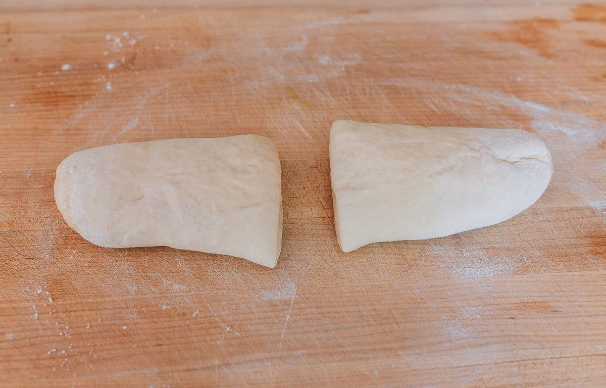 dough cut in half