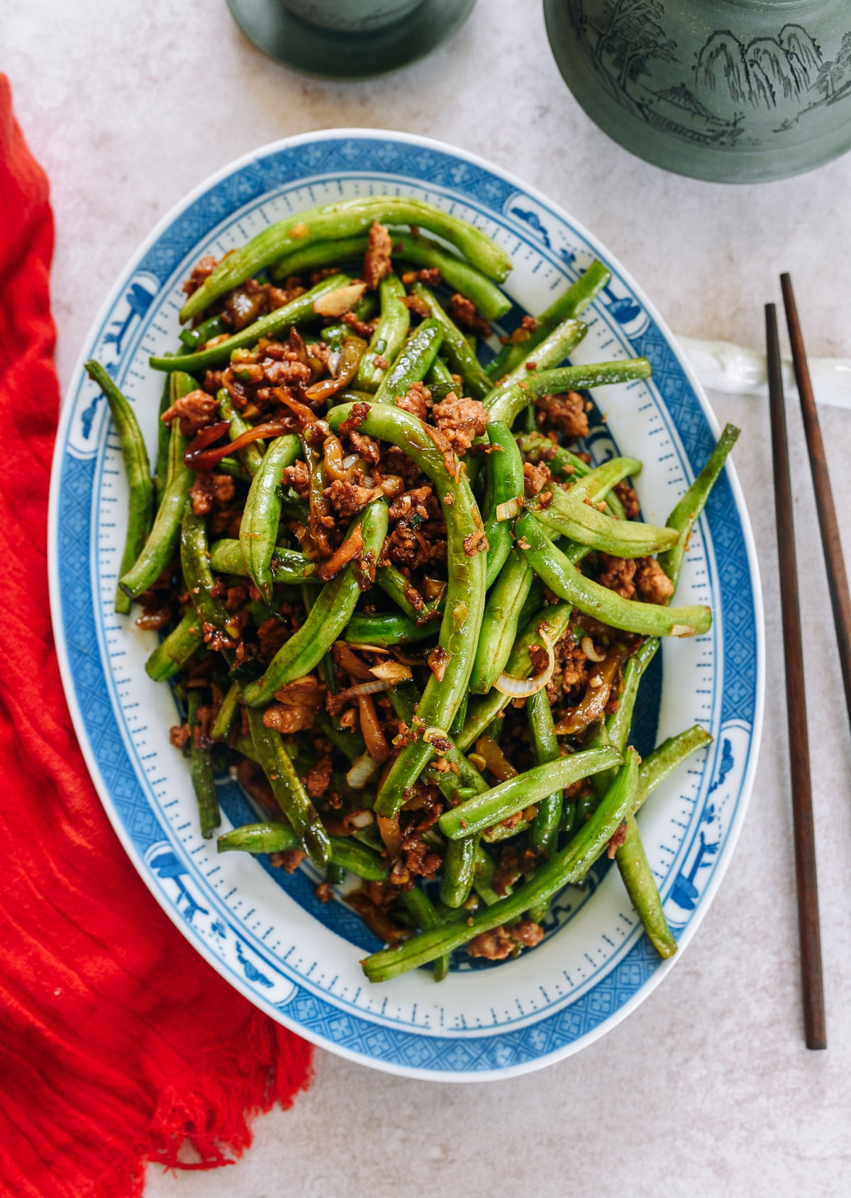 String Bean Stir-Fry with Pork & Zha cai