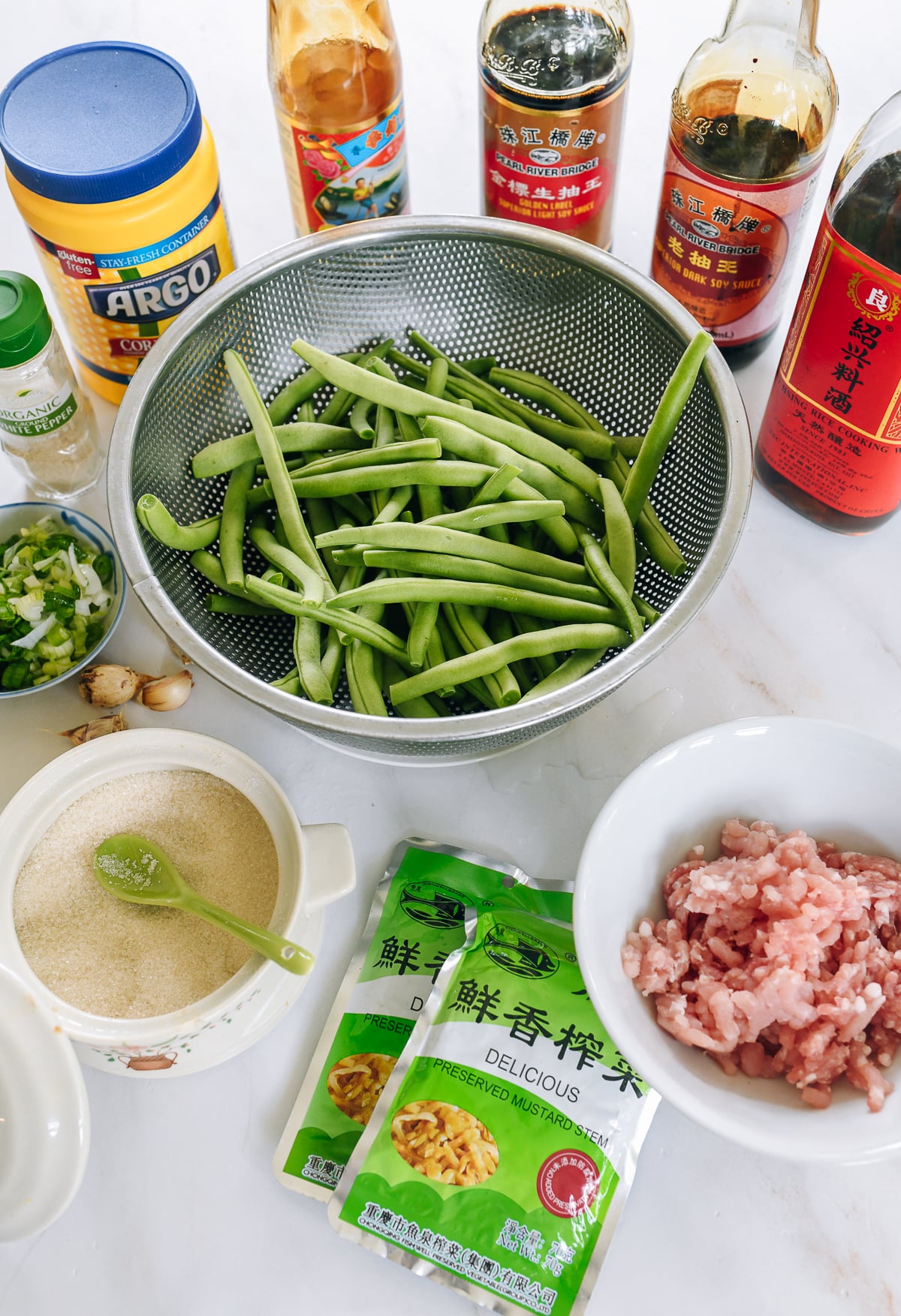 Ingredients for string bean stir-fry