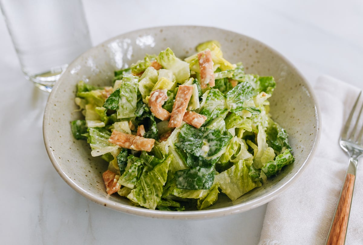 plate of miso caesar salad