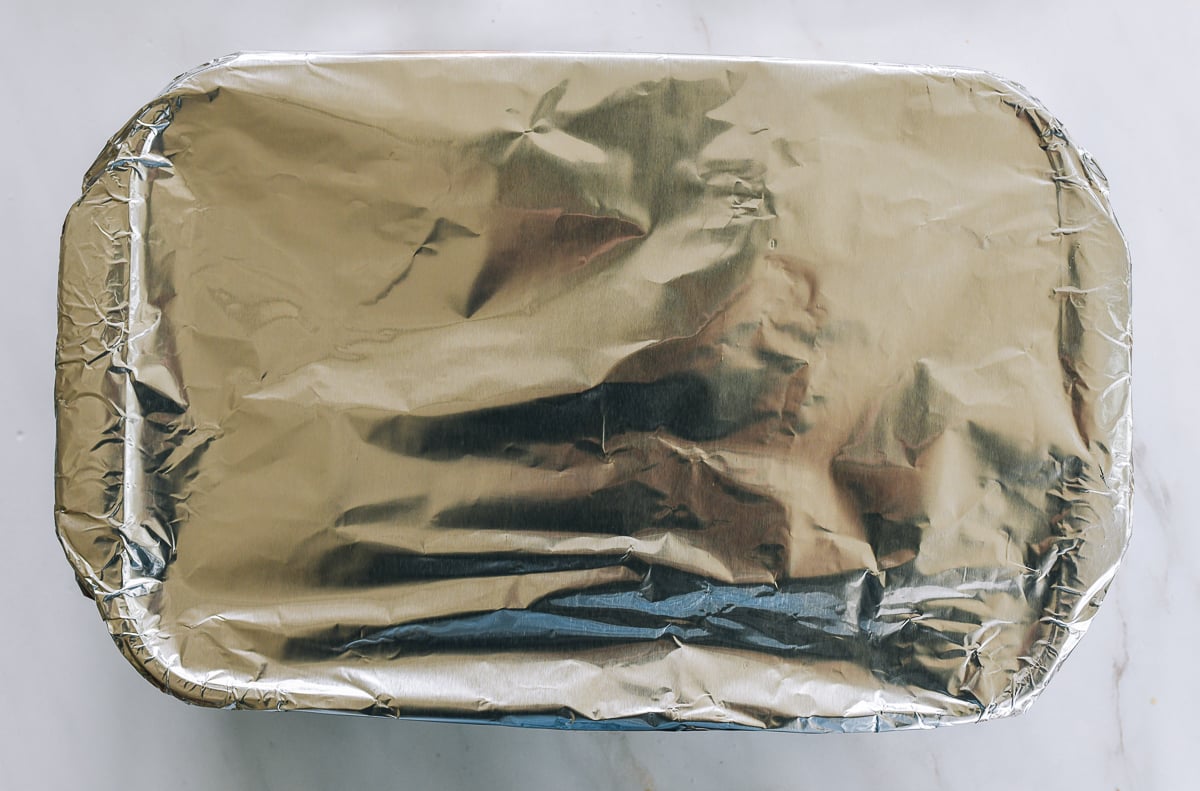 lasagna pan covered in foil