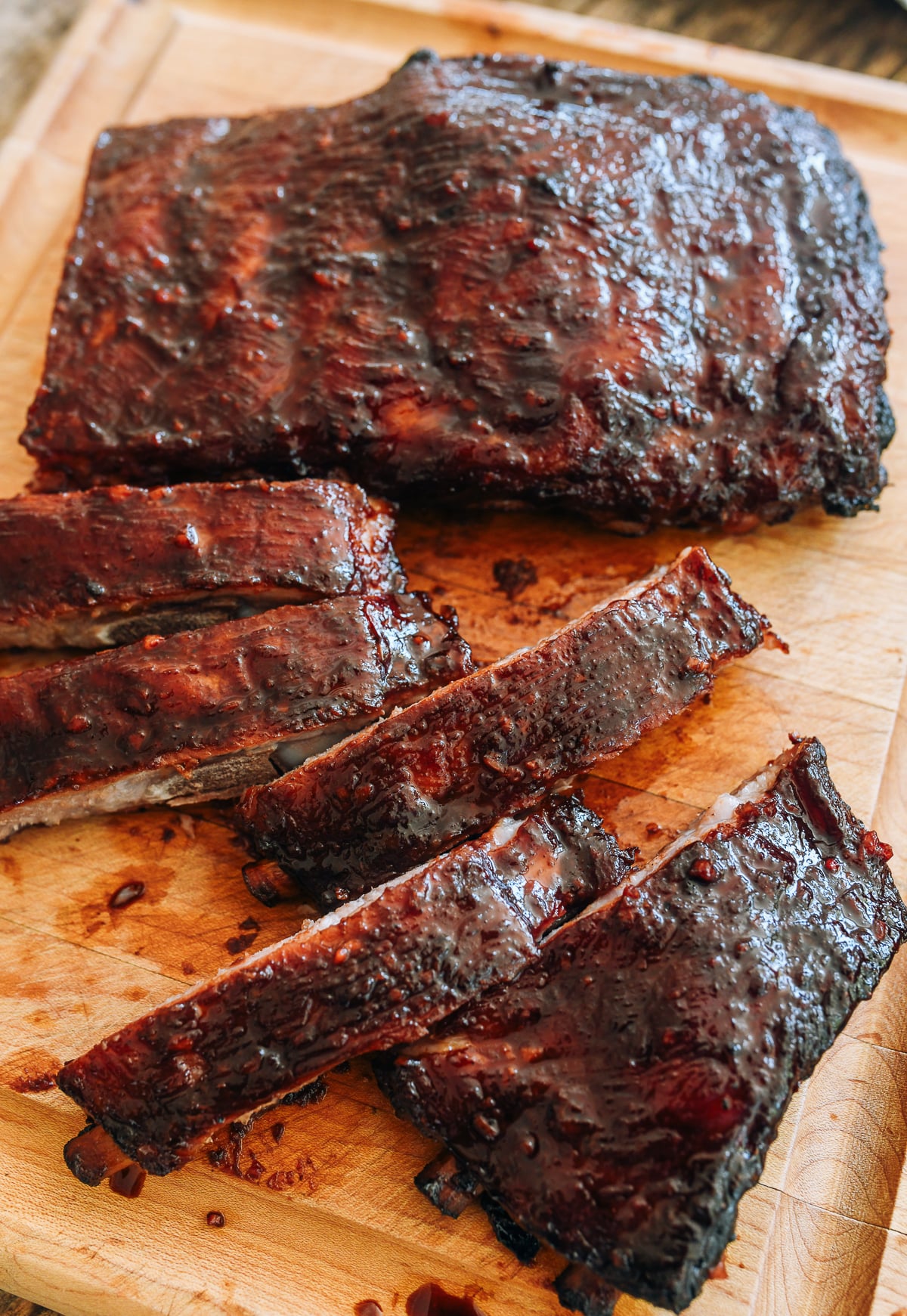 Chinese BBQ Spare Ribs on cutting board