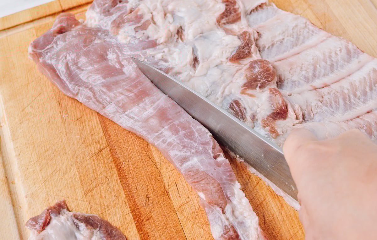 trimming rib tips from spare ribs