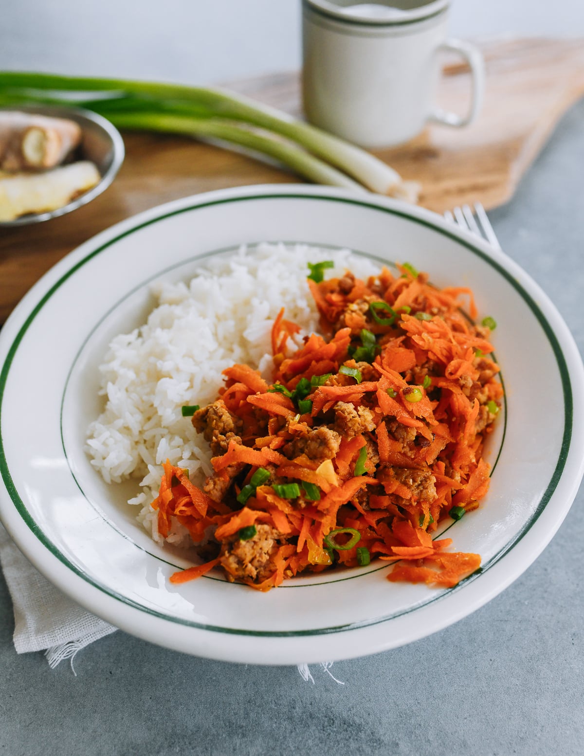 Pork, Ginger, Carrot Bowls