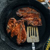 Pan-fried lamb shoulder chops