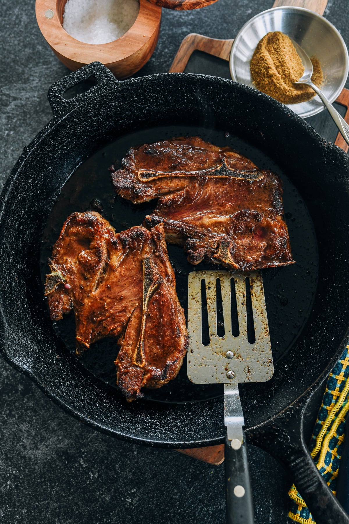 Pan-fried lamb shoulder chops